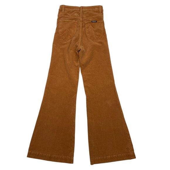 Rollas Eastcoast Flare Pant 26 Tan Corduroy High Rise Zip Fly Bohemian Fall - Picture 2 of 12